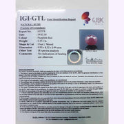 5.81 Ratti Natural New Burma Ruby With Govt. Lab Report